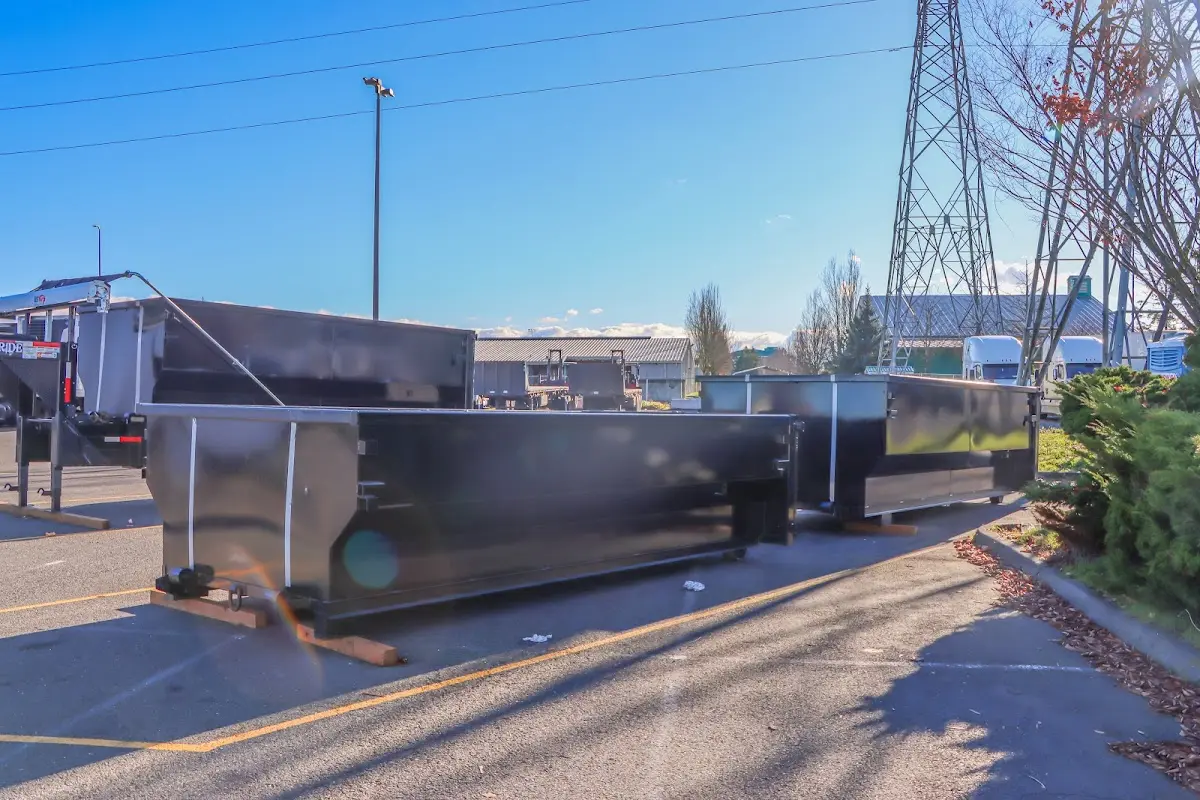 Roll-off dumpster ready for waste disposal at job site for 2 Yard Dumpster Rental in Evergreen Park